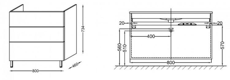Тумба под раковину 80 см Jacob Delafon Vox EB2098-R1-G1C белый блестящий лак Тумба под раковину 80 см Jacob Delafon Vox EB2098-R1-G1C белый блестящий лак