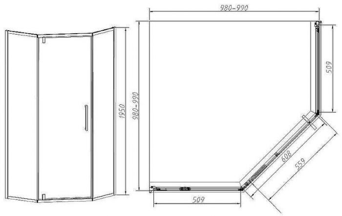 Душевой уголок Vincea Slim-N 100x100 VSP-4SN100CLB профиль Черный стекло прозрачное