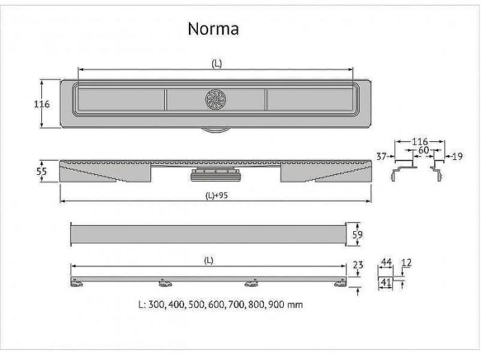 Душевой лоток Berges C1 Norma 500 090136 с решеткой Хром матовый