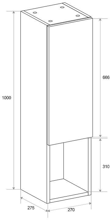 Шкаф пенал ЗОВ Кито 27 KPBT подвесной цвет Белый Тростник