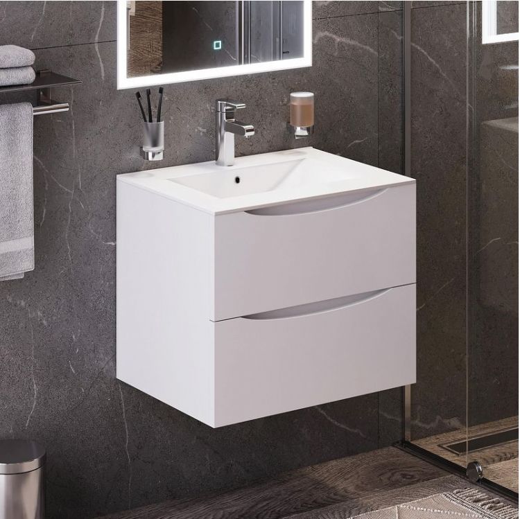 Тумба под раковину Bond Cube 60 T01600 подвесная цвет Белый глянцевый