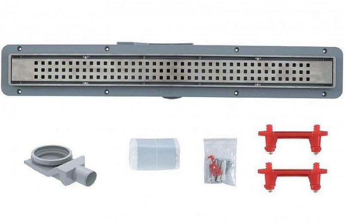 Душевой лоток Bettoserb Net Line 850 13702519 с решеткой Хром матовый с перфорацией / полая под плитку