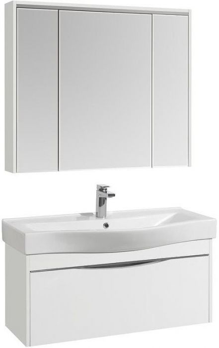 Комплект мебели для ванной STWORKI Хельсинки 100 411900 подвесной Белый глянец