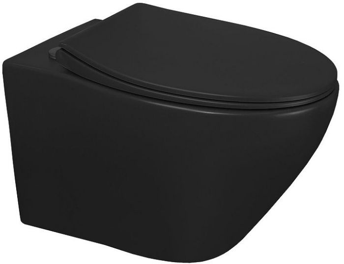 Унитаз Azario Keras matt black AZ-99046B подвесной цвет Черный с сиденьем Микролифт