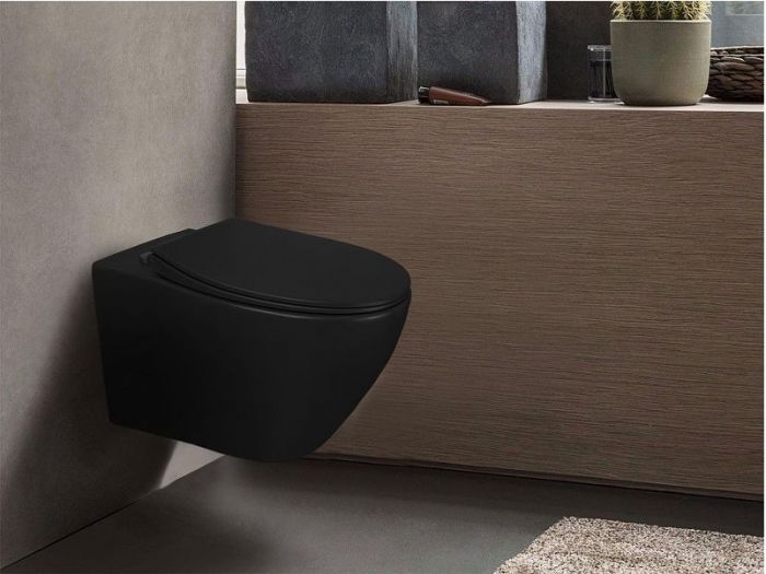 Унитаз Azario Keras matt black AZ-99046B подвесной цвет Черный с сиденьем Микролифт