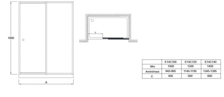 Душевая дверь Jacob Delafon SERENITY 140x190см E14C140-GA, раздвижная