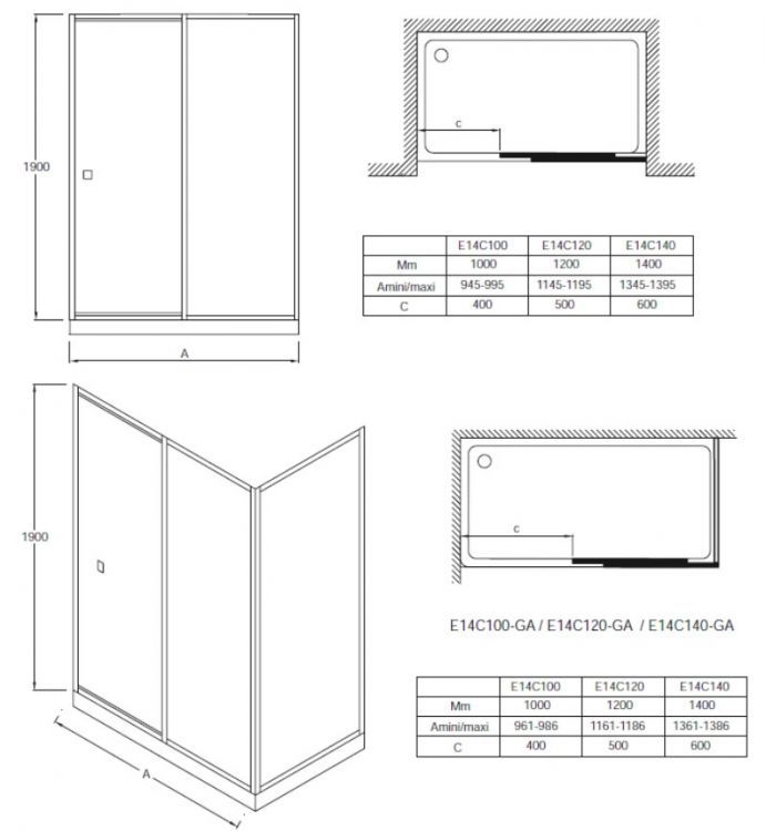 Душевая дверь Jacob Delafon SERENITY 140x190см E14C140-GA, раздвижная