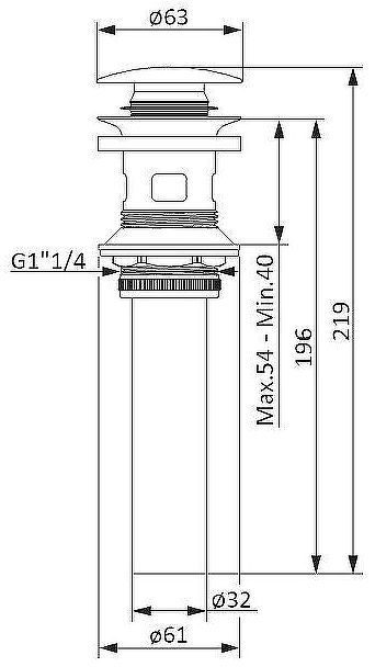 Донный клапан Damixa Option 210610300 click-clack Черный матовый