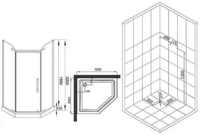 Душевой уголок Esbano ESR-7170B 100x100 ESUGR7170B профиль Черный матовый стекло прозрачное