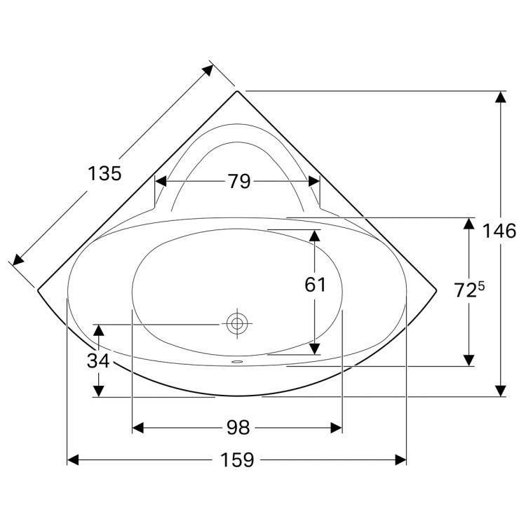 Акриловая ванна Geberit Renova Nr.1 135x135, 657300000