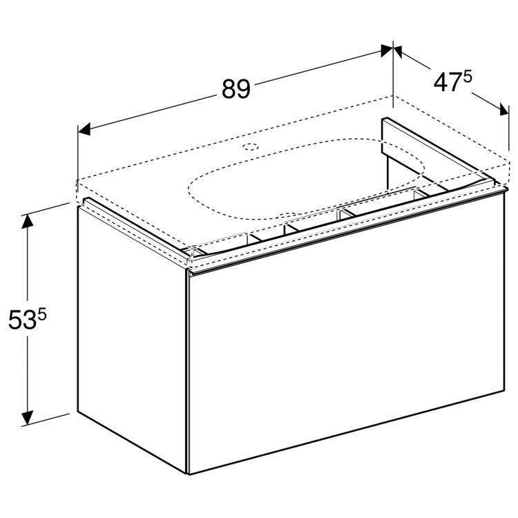 Тумба под раковину Geberit Acanto, 89x48, песчаный [500.612.JL.2]