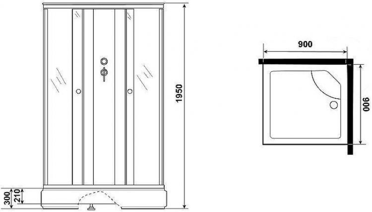 Душевая кабина Niagara Eco 90x90 E90/26Q/TN/BK без гидромассажа