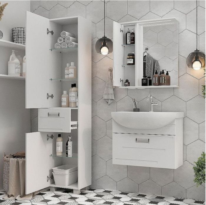 Зеркало со шкафом Volna Joli 70 L zsJOLI70.L-01 с подсветкой Белое