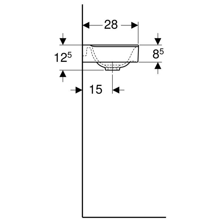 Раковина Geberit Xeno? с отверстием под смеситель справа 40х28 [500.529.01.1]