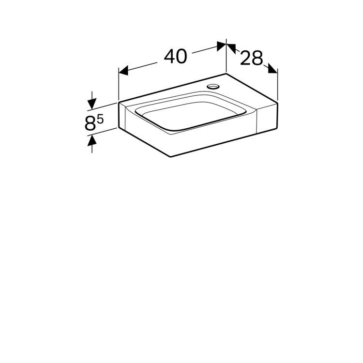 Раковина Geberit Xeno? с отверстием под смеситель справа 40х28 [500.529.01.1]