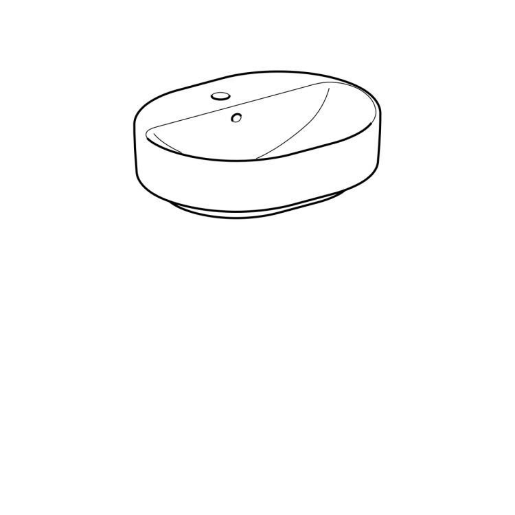 Раковина Geberit VariForm с установкой на столешницу эллиптической формы, 50х40 см, с отв. под смеситель, с отв. перелива [500.775.01.2]