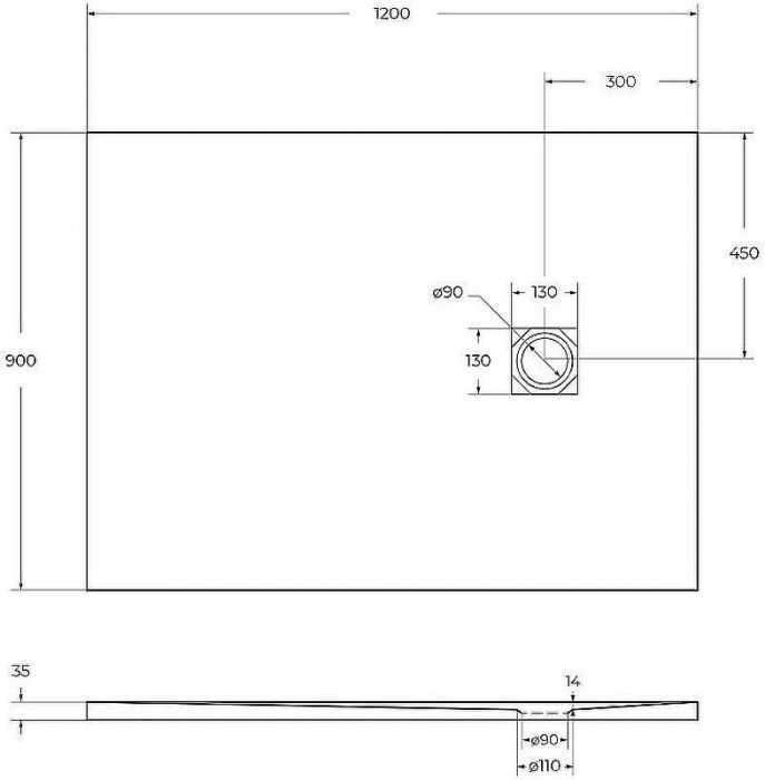 Душевой поддон из искусственного камня BelBagno Uno 120x90 TRAY-MR-UNO-AH-120/90-35-W-CR Белый