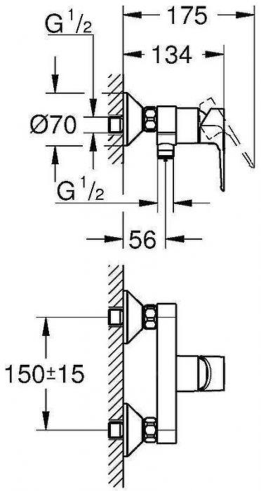Смеситель для душа Grohe BauLoop 23633001 Хром