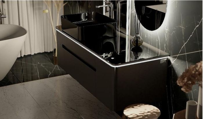 Тумба под раковину Jorno Shine 120 Shi.01.120/P/A подвесная Антрацит