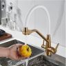 Смеситель для кухни Shevanik S968G цвет Золотой сатин Белый Смеситель для кухни Shevanik S968G цвет Золотой сатин Белый