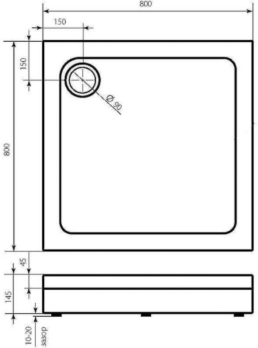 Акриловый поддон для душа Bas Форум 80х80 ПН00048 Белый