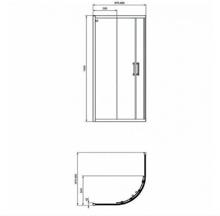 Душевой уголок Ideal Standard Connect 2 100х100 K9252V3 профиль Черный стекло прозрачное