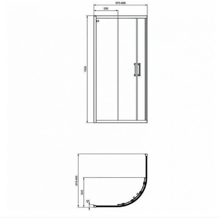 Душевой уголок Ideal Standard Connect 2 100х100 K9252V3 профиль Черный стекло прозрачное