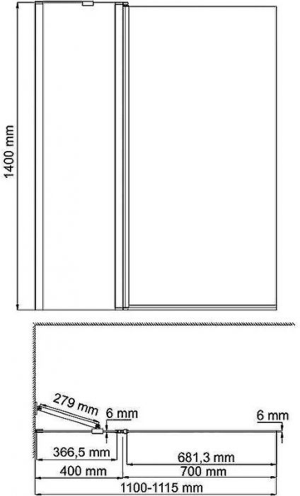 Шторка на ванну WasserKRAFT Berkel 110 48P02-110W профиль Белый стекло прозрачное