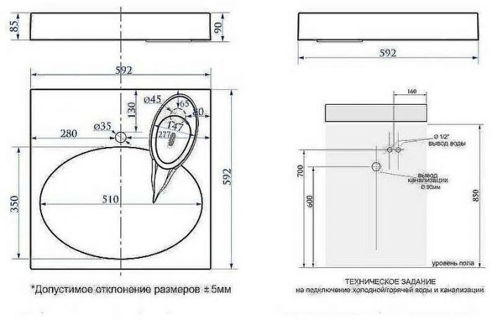 Раковина Maretti Eleganza 59 EN13SM31-844 на стиральную машину Белая