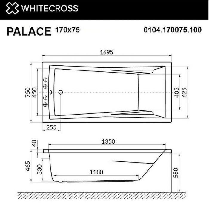Акриловая ванна Whitecross Palace 170x75 0104.170075.100 без гидромассажа
