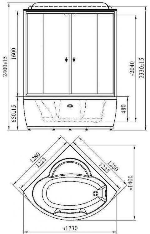 Душевой бокс Radomir Лаура К2 128x128 1-04-6-0-5-0871 с баней с гидромассажем