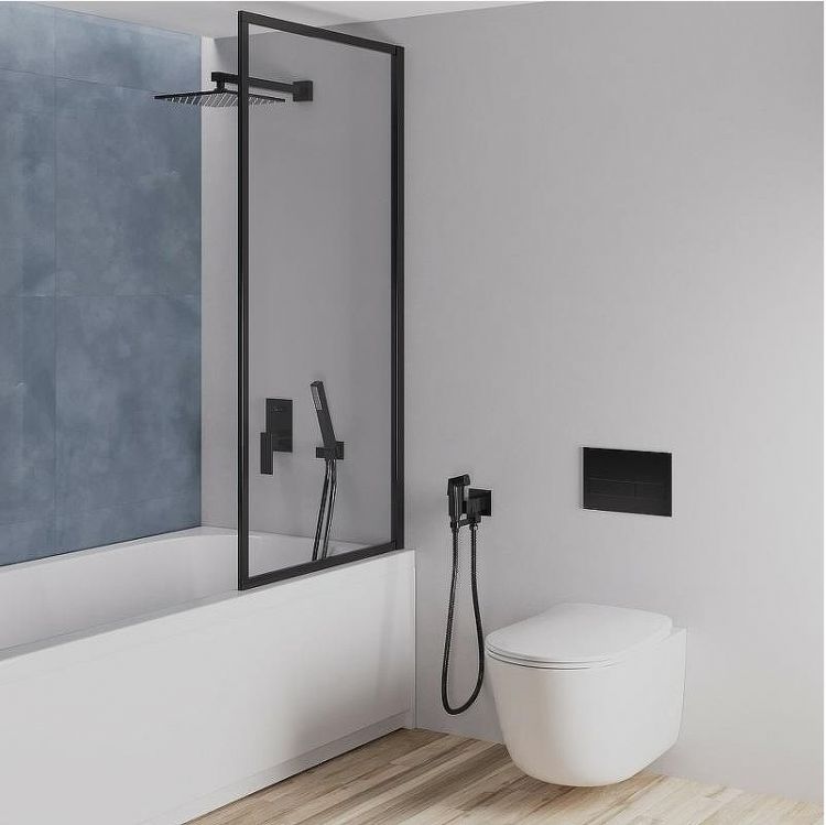 Шторка на ванну Paini 70x140 Paini-ScreenWT70F профиль Черный матовый стекло прозрачное