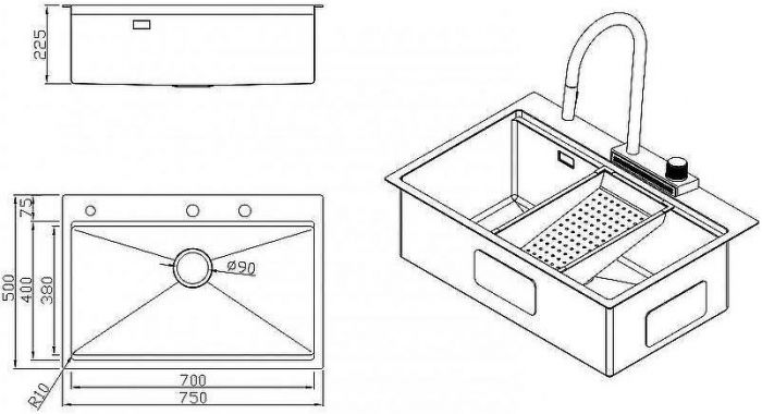 Кухонная мойка Milacio Denia 75 MC.77428 Золото