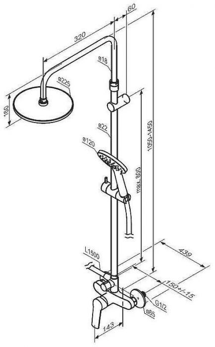 Душевая система Damixa Jupiter 977710300 Черная матовая