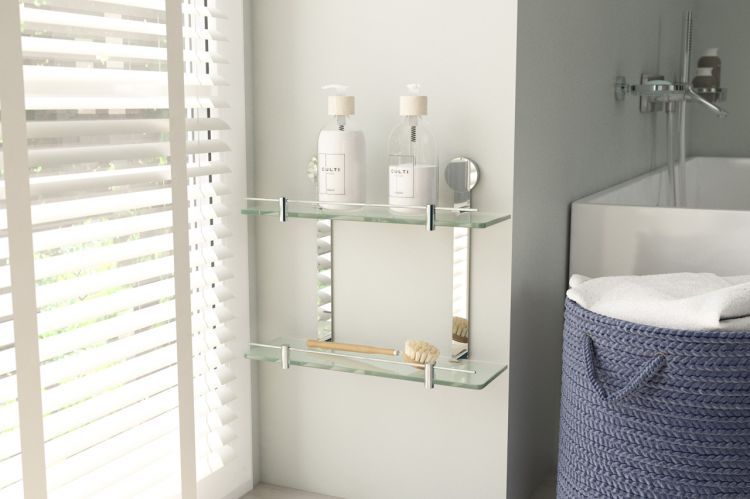 Полка 2-х ярусная 40 см (матовое стекло; хром) HAR 037