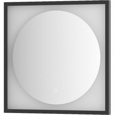 Зеркало Defesto Eclipce 60х60 DF 2231S с подсветкой 12W-3000К/в багетной раме/Сенсорный выключатель/Теплый белый свет/Черная рама