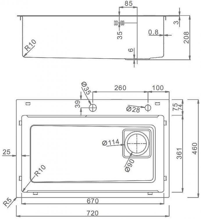 Кухонная мойка Raglo 72 R702.7246.05 Сатин