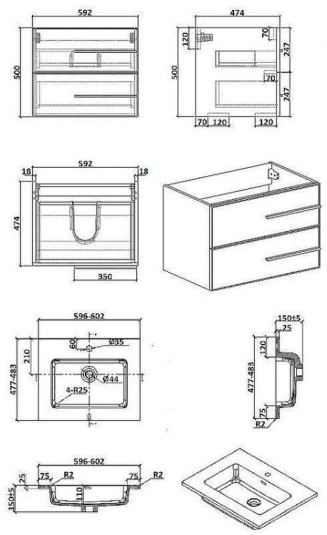 Тумба с раковиной Parly Spa Bella 60 Bella60 10138 подвесная Белая глянцевая Тумба с раковиной Parly Spa Bella 60 Bella60 10138 подвесная Белая глянцевая