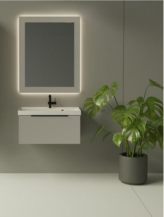 Зеркало La Fenice Cubo 80 FNC-02-CUB-C-80-60 с подсветкой Бежевое матовое