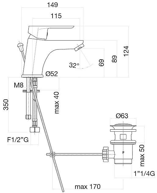 Смеситель для раковины Fiore Kevon 81CR8120 цвет Хром