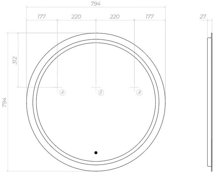 Зеркало Vigo Holly Classic 80 z.HOL.80.CLASSIC с подсветкой c сенсорным выключателем