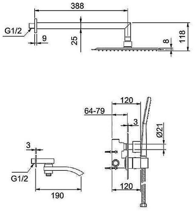 Душевая система Gappo G7107-40 с термостатом Хром