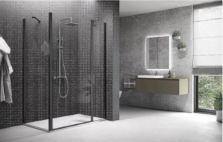 Душевая дверь Novellini Young 120 Y22P117-1H профиль Черный матовый стекло прозрачное