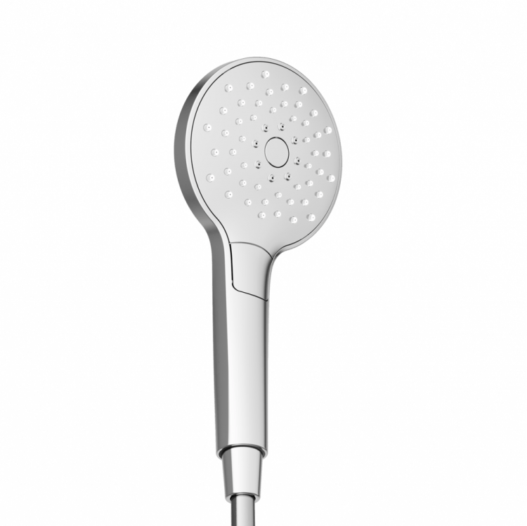 Душевая лейка SANCOS Luna, кнопочное управление, диаметр 120 мм, 3 режима, цвет хром/белый, SC6004CH