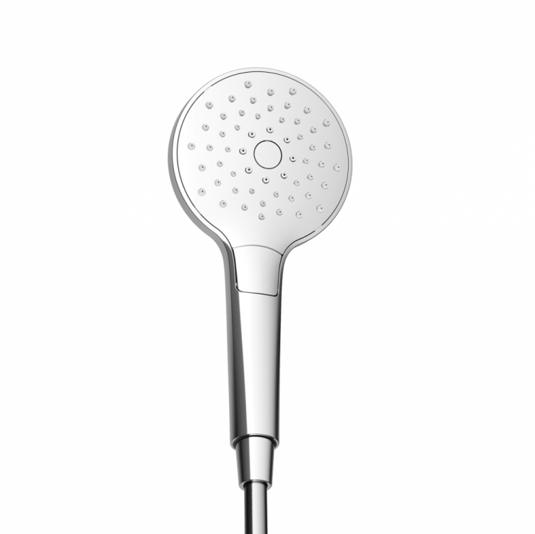 Душевая лейка SANCOS Luna, кнопочное управление, диаметр 120 мм, 3 режима, цвет хром/белый, SC6004CH