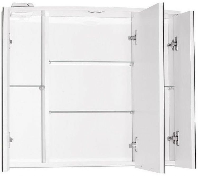 Зеркальный шкаф Style Line Жасмин 2 80 С Люкс ЛС-000010036 с подсветкой Белый глянец