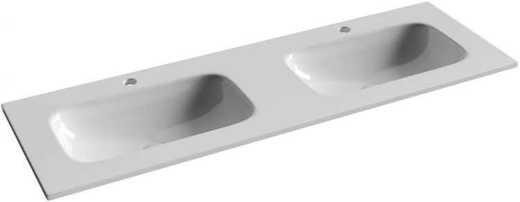 Раковина накладная SANCOS мебельная CERAMICANOVA Grace прямоугольная 1410x457x137 мм, с двумя чашами и отверстиями под смеситель, цвет белый, CN7022, CN7022