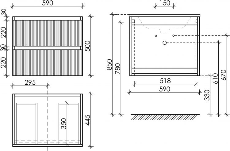 Тумба подвесная SANCOS под раковину Snob R, Bianco 590х445х500, SNR60W