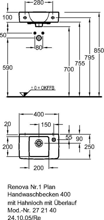 Раковина Keramag Renova Nr.1 Plan, 272140000