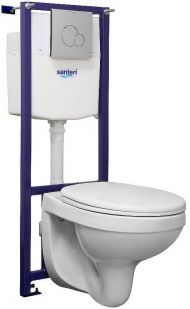 Комплект унитаза с инсталляцией Santeri Альфа 1.3816.4.S00.00B.0 с сиденьем Микролифт и клавишей смыва Хром